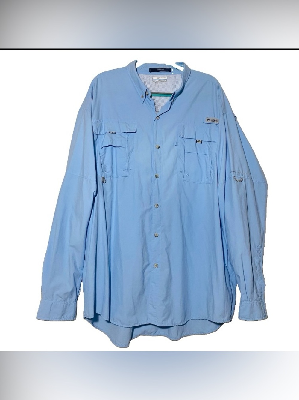 Columbia Sky Blue Outdoor Button-Up Fishing Shirt